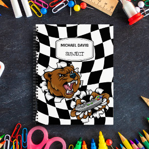 Angry Cartoon Bear Holding A Controller Custom  Notebook