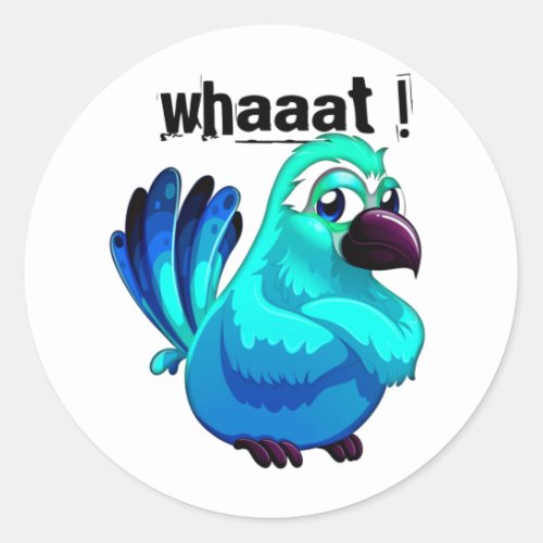 Angry Cartoon Blue Bird  Classic Round Sticker