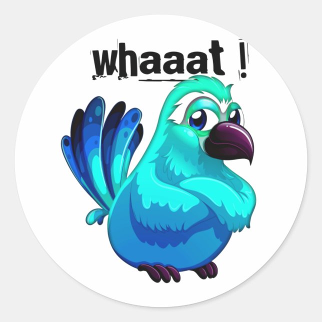 Angry Cartoon Blue Bird  Classic Round Sticker (Front)