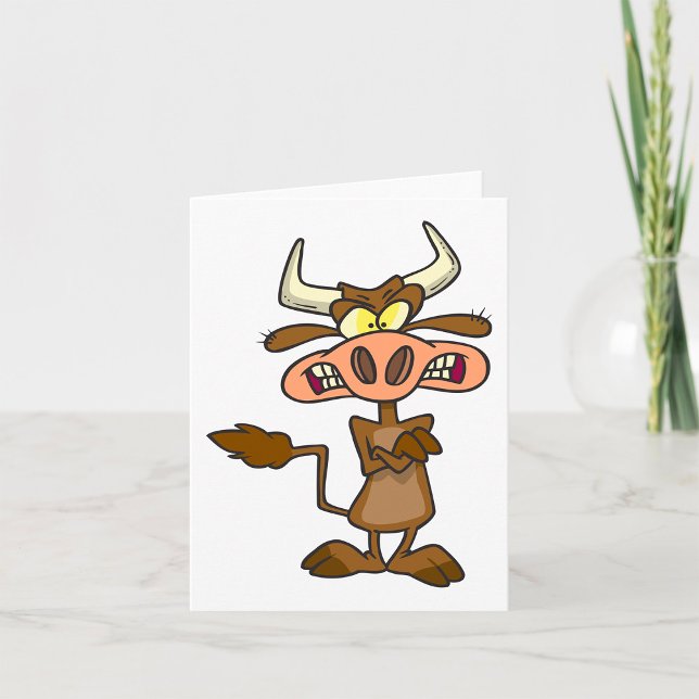 Angry Cartoon Bull Funny Grumpy Card (Creator Uploaded)