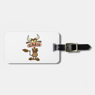 Angry Cartoon Bull Funny Grumpy Luggage Tag