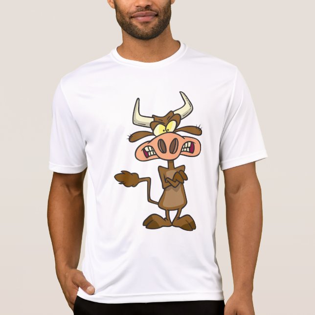 Angry Cartoon Bull Funny Grumpy T-Shirt (Front)
