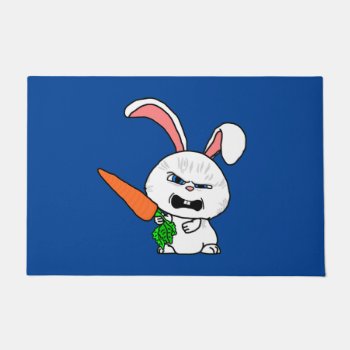 Angry Cartoon Bunny Doormat by PugWiggles at Zazzle