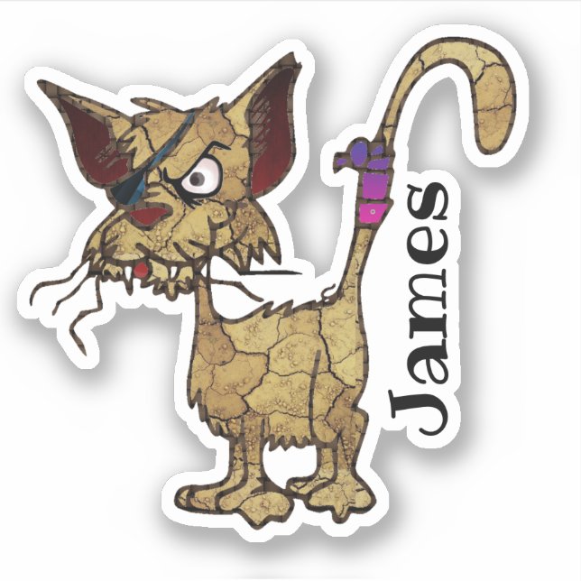 Angry  Cartoon Cat Face Sarcasm Sticker (Front)