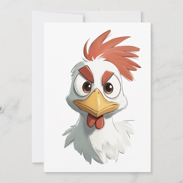 Angry Cartoon Chicken Head Invitation (Front)