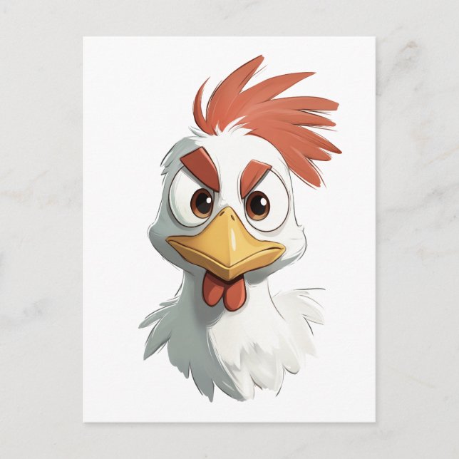 Angry Cartoon Chicken Head Postcard (Front)