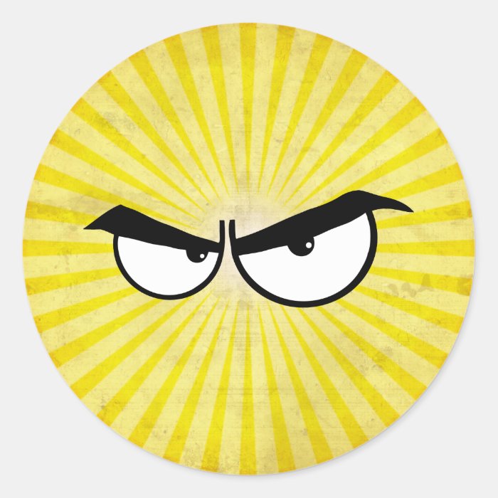 Angry Cartoon Eyes Round Stickers
