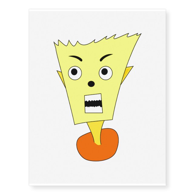 Angry Cartoon Face Temporary Tattoos (Front)