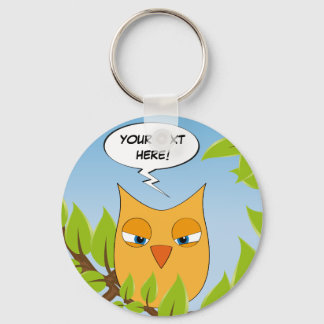Angry cartoon owl - multiple colors keychain
