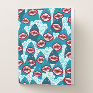 Angry Cartoon Sharks Pocket Folder