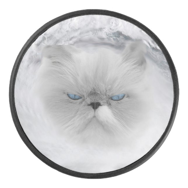 Angry Cat 5 Hurricane Hockey Puck (Front)