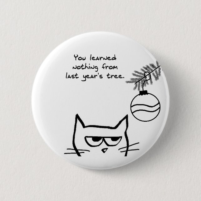 Angry Cat and the Christmas Tree Button (Front)