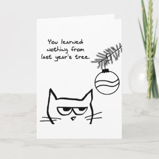 Angry Cat and the Christmas Tree Holiday Card