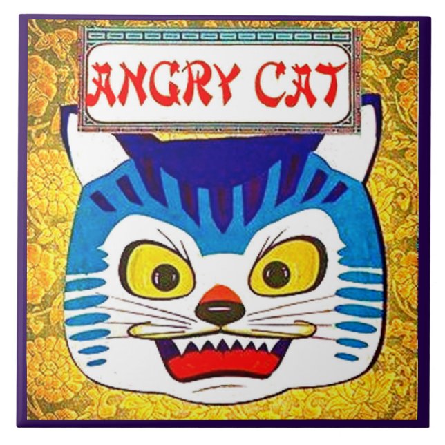 Angry Cat Ceramic Tile (Front)