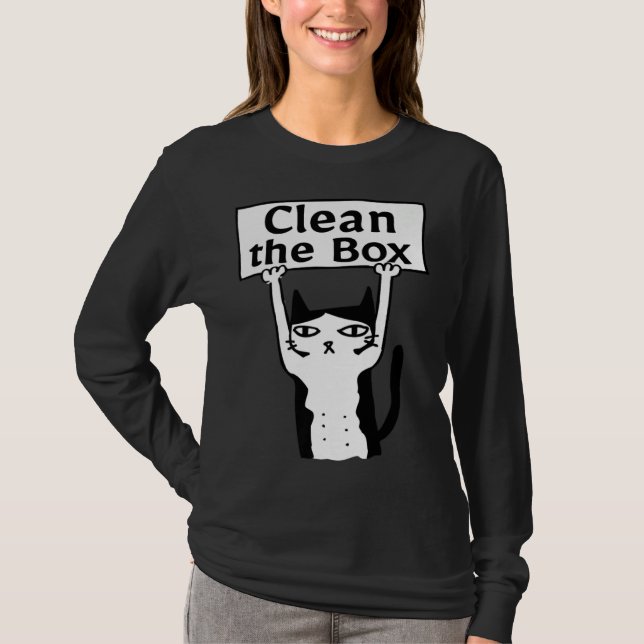 Angry Cat Clean The Box Kitten Adopt Forbidden Res T-Shirt (Front)