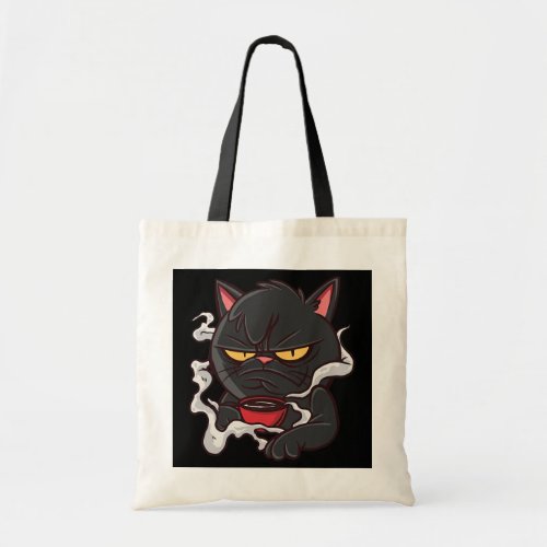 Angry Cat Coffee Kitten Mad  Tote Bag