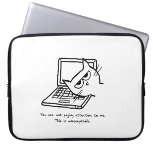 Angry Cat Demands Attention - Cat Laptop Sleeve