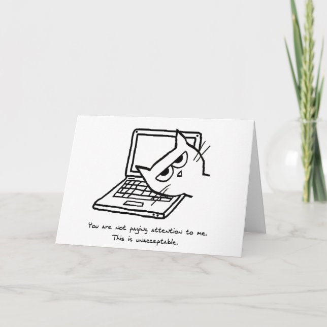 Angry Cat Demands Attention - Funny Cat Card (Front)