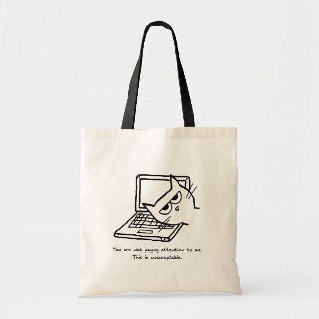 Angry Cat Demands Attention - Funny Cat Tote Bag (Front)