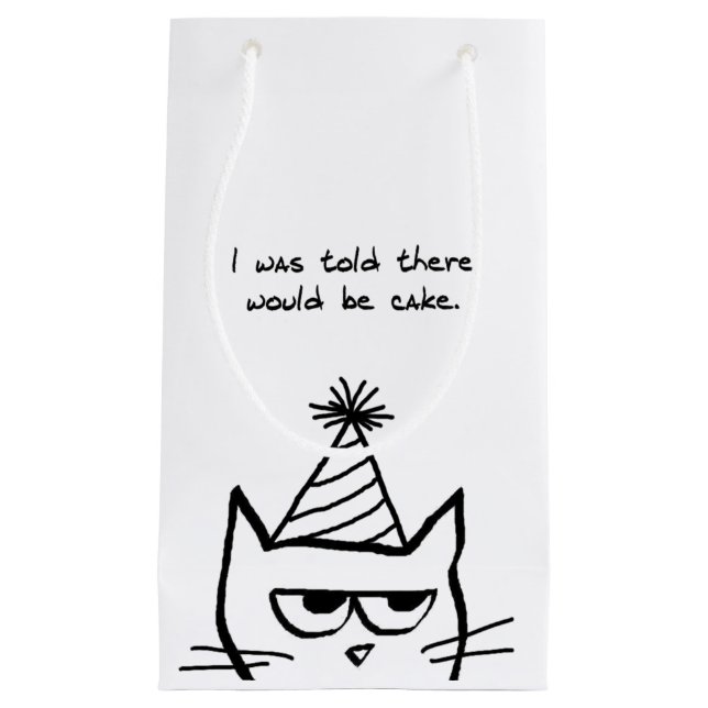 Angry Cat Demands Cake - Funny Cat Gift Bag (Front)