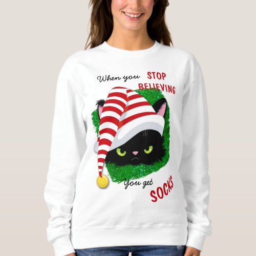 Angry Cat Green You Get Socks Christmas Sweatshirt