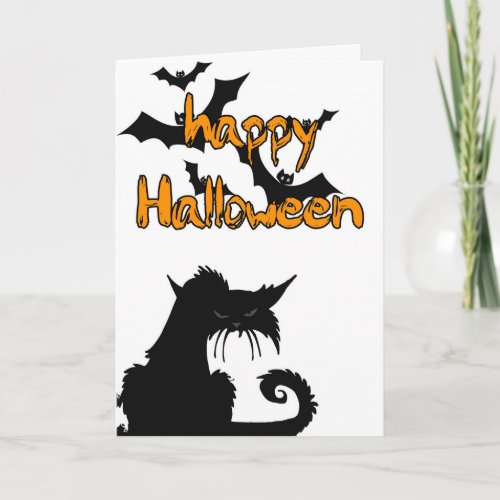 Angry Cat Happy Halloween Card