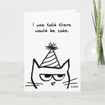 Angry Cat Hates Birthdays - Funny Cat Card by FunkyChicDesigns at Zazzle