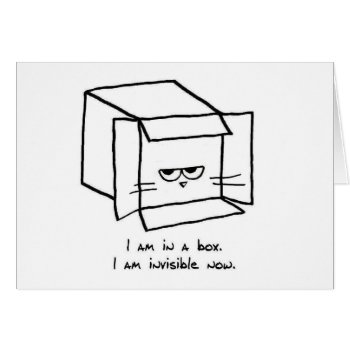 Angry Cat Hides In A Box - Funny Cat Card by FunkyChicDesigns at Zazzle