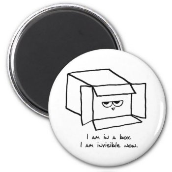 Angry Cat Hides In A Box - Funny Cat Magnet by FunkyChicDesigns at Zazzle