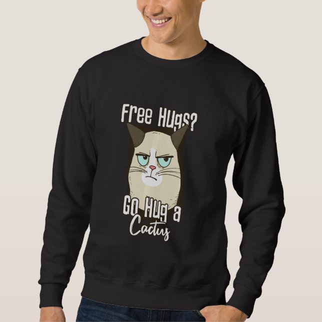 Angry Cat Hug A Cactus Sweatshirt (Front)
