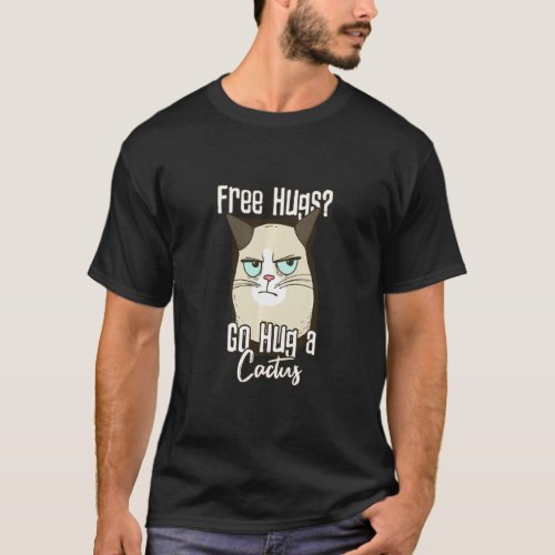 Angry Cat Hug A Cactus  T_Shirt