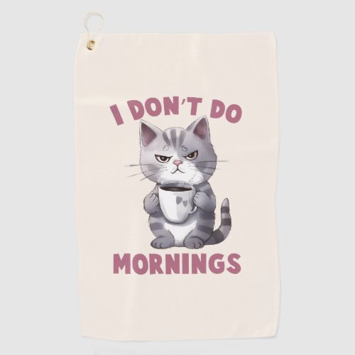 Angry Cat _ I Dont Do Mornings Golf Towel