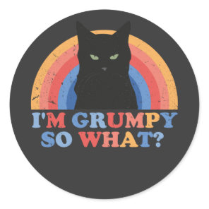 Angry cat I'm grumpy so what funny cats Classic Round Sticker