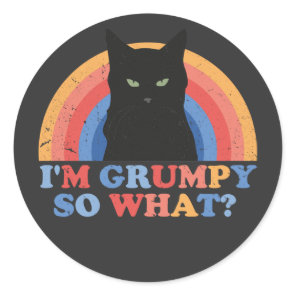Angry cat I'm grumpy so what funny cats Classic Round Sticker