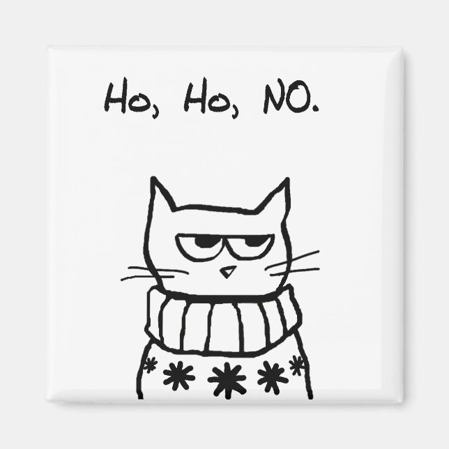 Angry Cat in a Christmas Sweater - Funny Cat Magnet (Front)