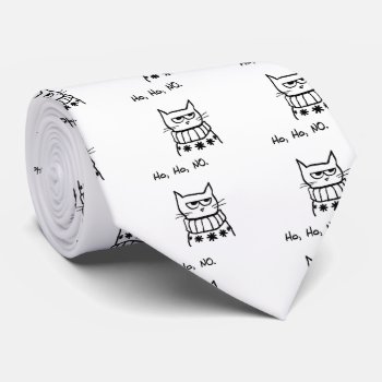 Angry Cat In A Christmas Sweater - Funny Cat Xmas Neck Tie by FunkyChicDesigns at Zazzle