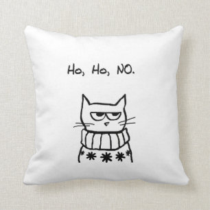 Angry Cat in a Christmas Sweater - Funny Cat Xmas Throw Pillow