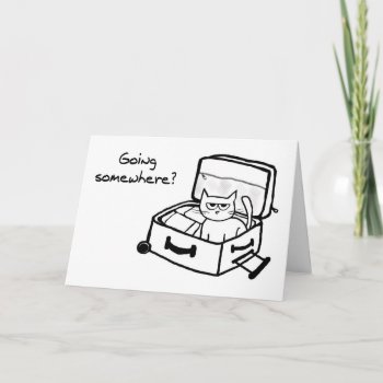 Angry Cat In Suitcase - Funny Cat Card by FunkyChicDesigns at Zazzle