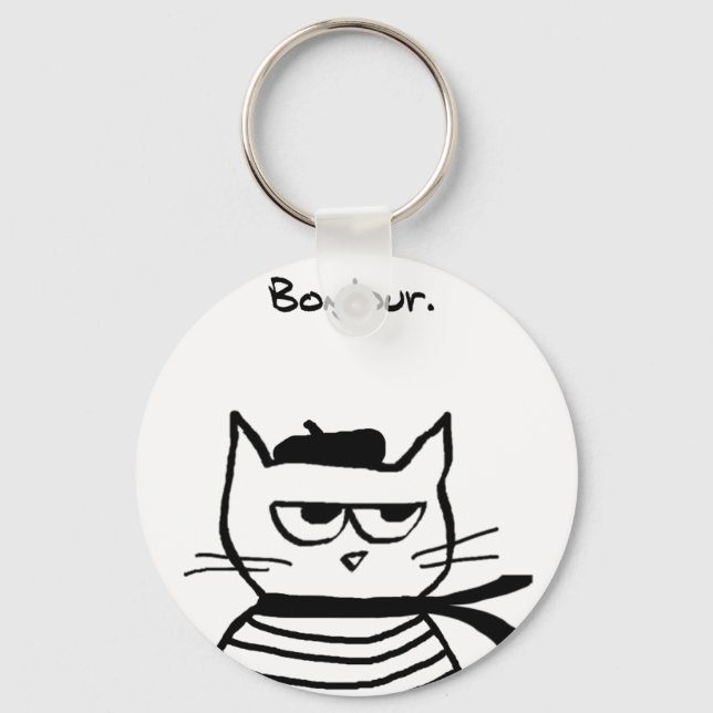 Angry Cat is So Very French Keychain (Front)