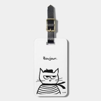 Angry Cat Is So Very French Luggage Tag by FunkyChicDesigns at Zazzle