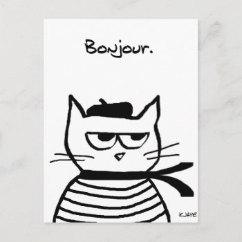 Angry Cat Is So Very French Postcard by FunkyChicDesigns at Zazzle