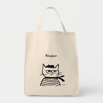 Angry Cat Is So Very French Tote Bag by FunkyChicDesigns at Zazzle