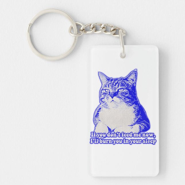 Angry cat meme for cat lovers and cat owners keychain (Front)