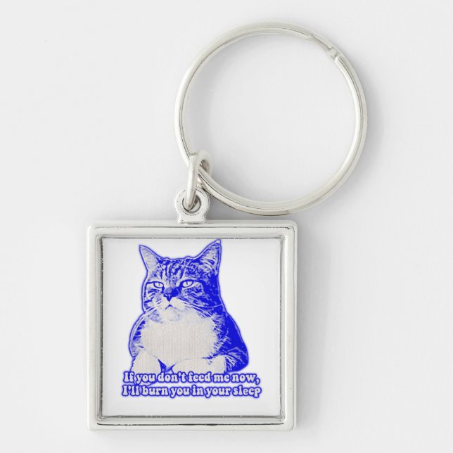 Angry cat meme for cat lovers and cat owners keychain (Front)