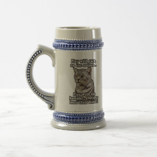 Angry cat meme for cat lovers and kitten owners beer stein