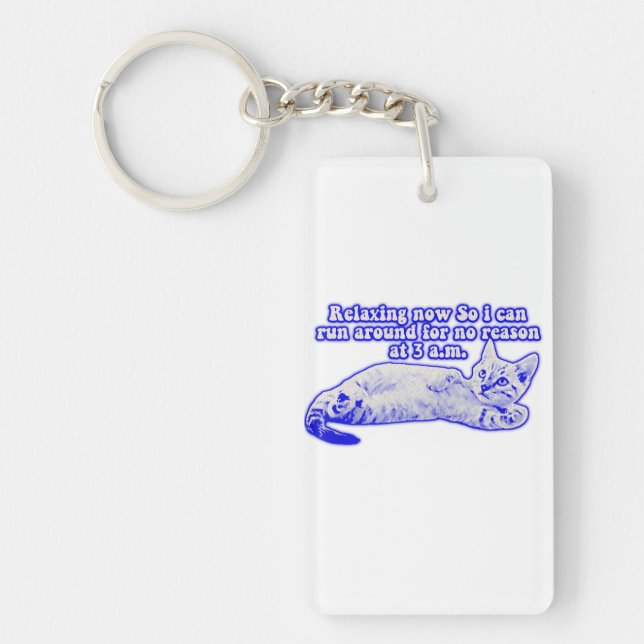 Angry cat meme for cat owners and kitty lovers keychain (Front)