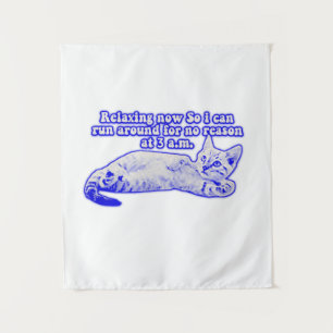 Angry cat meme for cat owners and kitty lovers tapestry