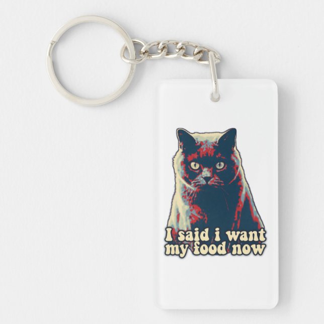 Angry cat meme for cat persons and cat owners keychain (Front)