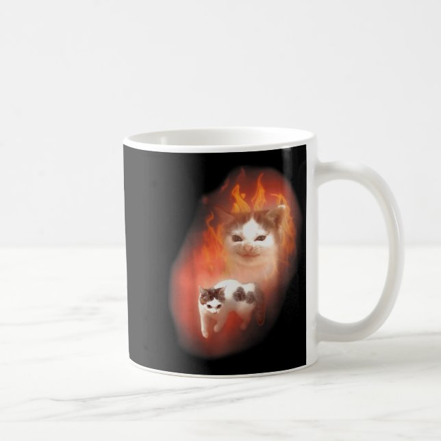 Angry Cat Meme Funny Silly Cat Kitten Lover Humor  Coffee Mug (Right)