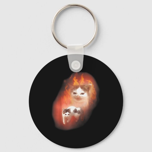 Angry Cat Meme Funny Silly Cat Kitten Lover Humor  Keychain (Front)